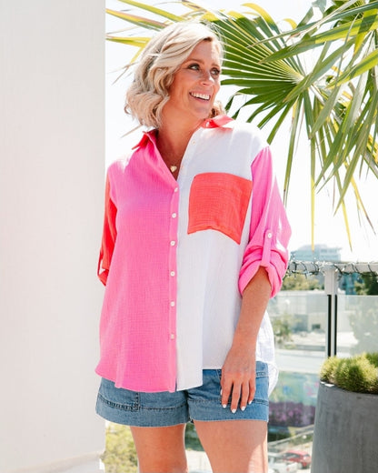 Lexi Shirt Pink/Orange/White