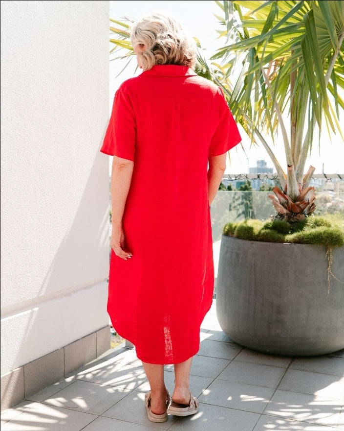 Susan Linen Dress Red