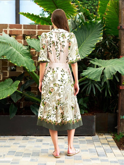 Celestia Midi Dress Green floral