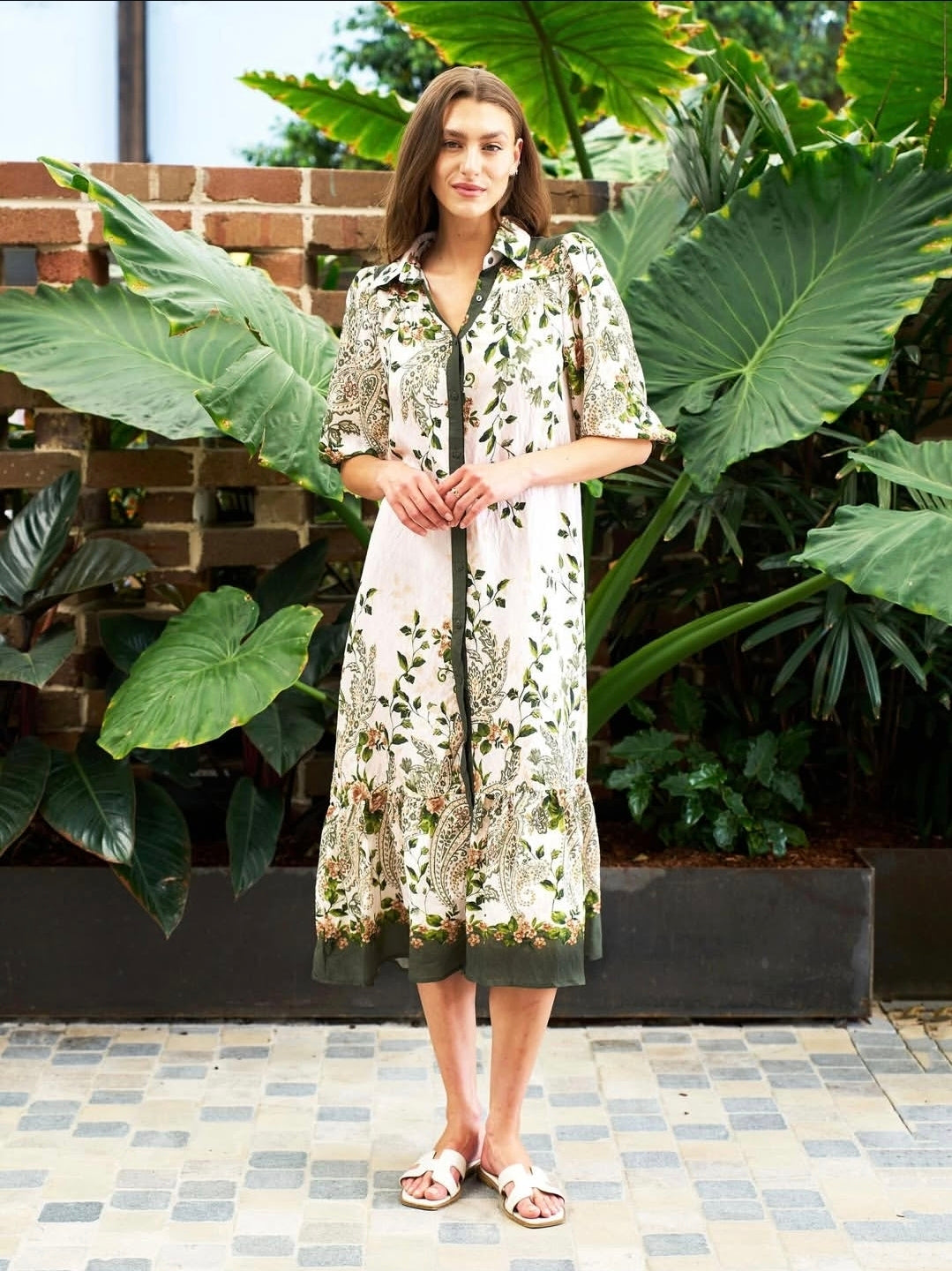 Celestia Midi Dress Green floral