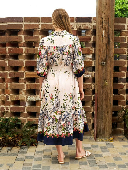 Celestial Midi Dress Navy floral