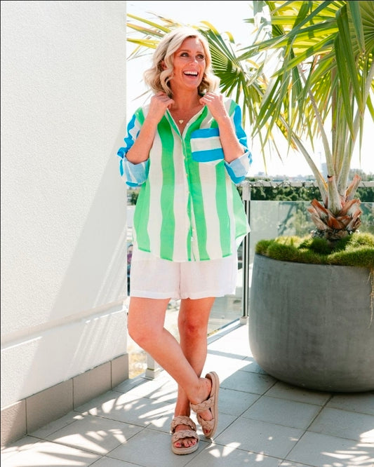 Ocean Stripe Linen Shirt