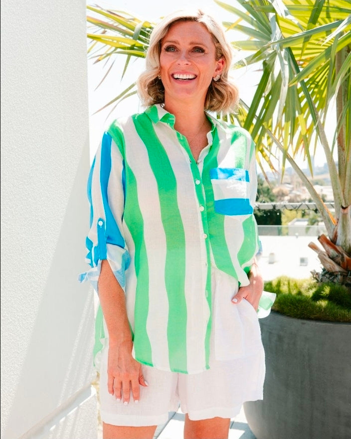 Ocean Stripe Linen Shirt