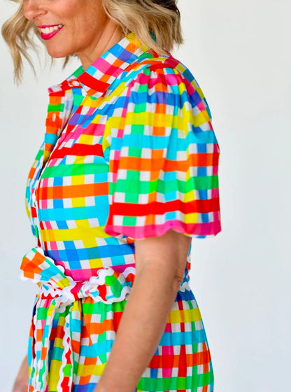 Alice Dress Neon Check