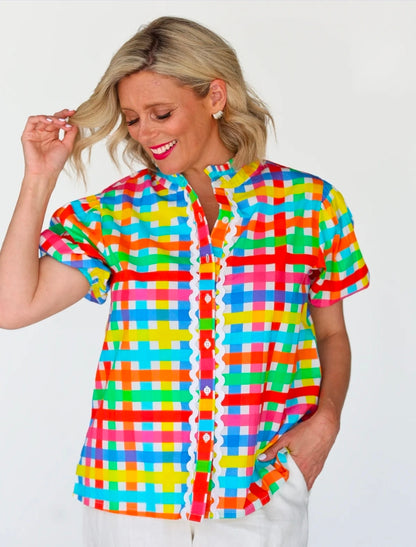 Chloe Shirt Neon Gingham