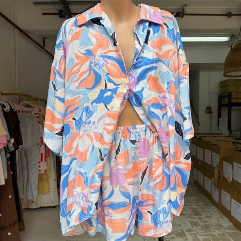 Floral Set Blue/Peach