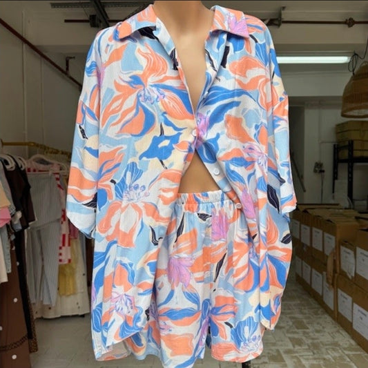 Floral Set Blue/Peach