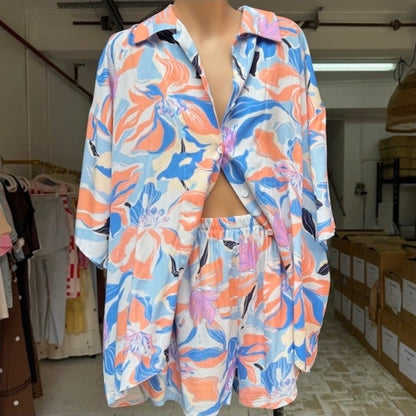 Floral Set Blue/Peach