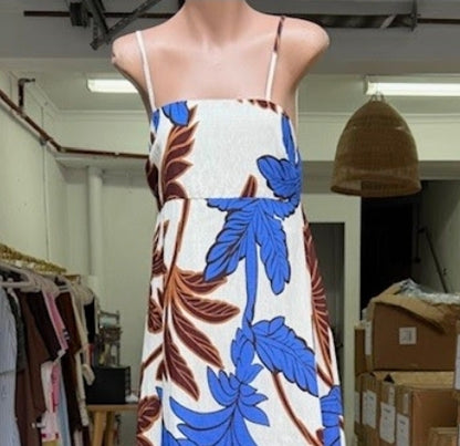 Maddie Palm Maxi Dress Choc/Blue