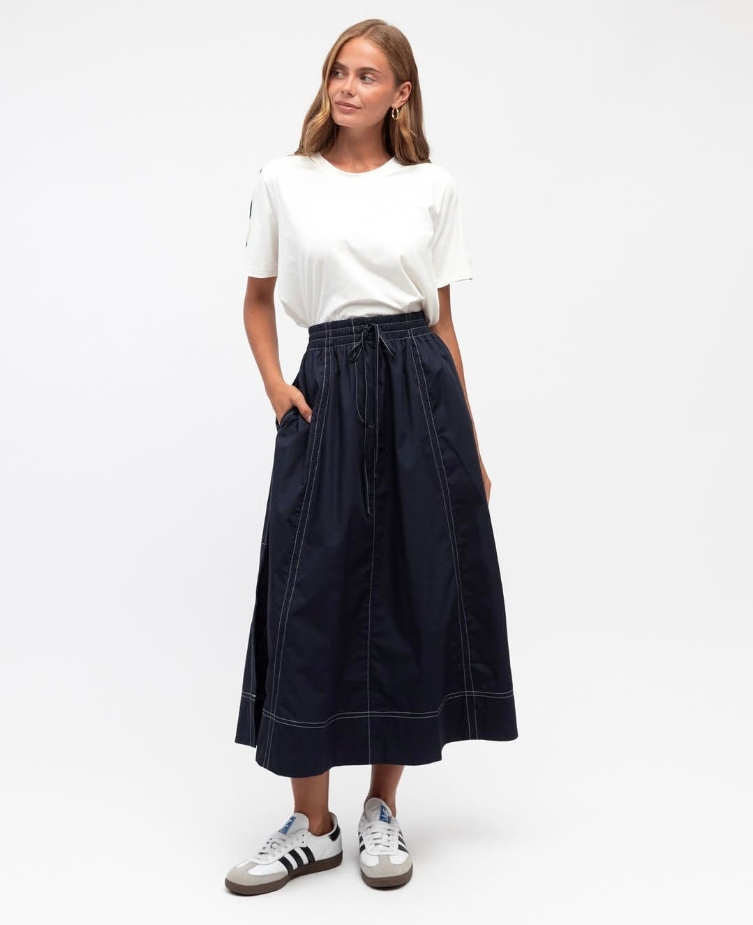 Bella Midi Skirt Navy