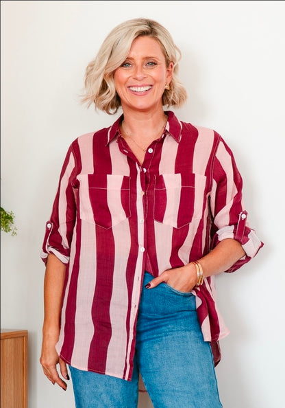 Berry Linen Shirt