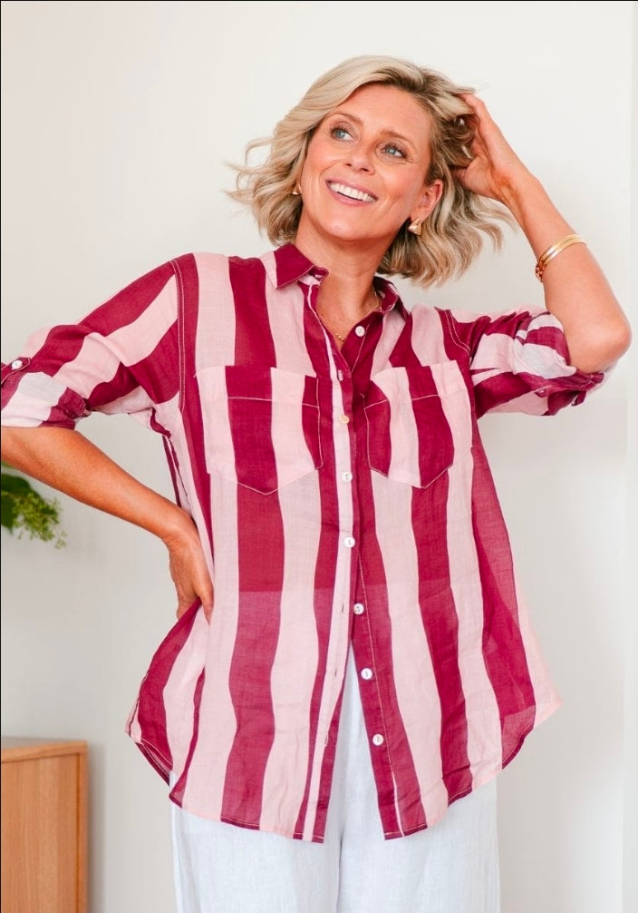 Berry Linen Shirt