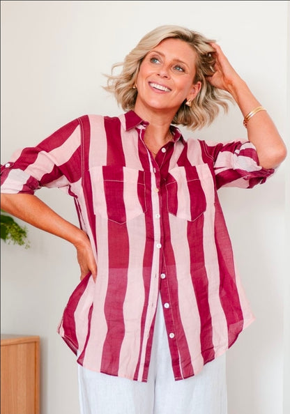 Berry Linen Shirt