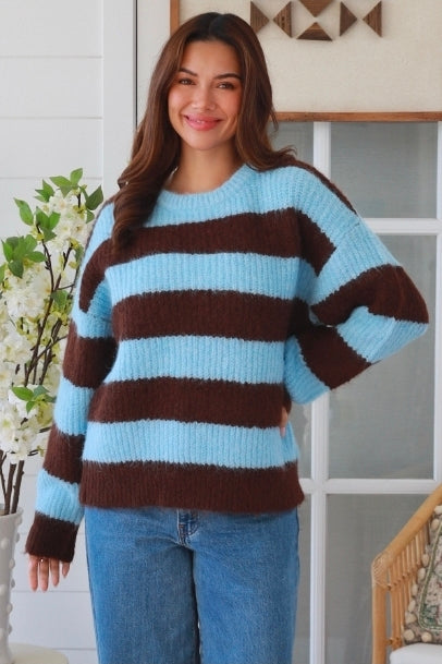Sally Knit Blue/Chocolate