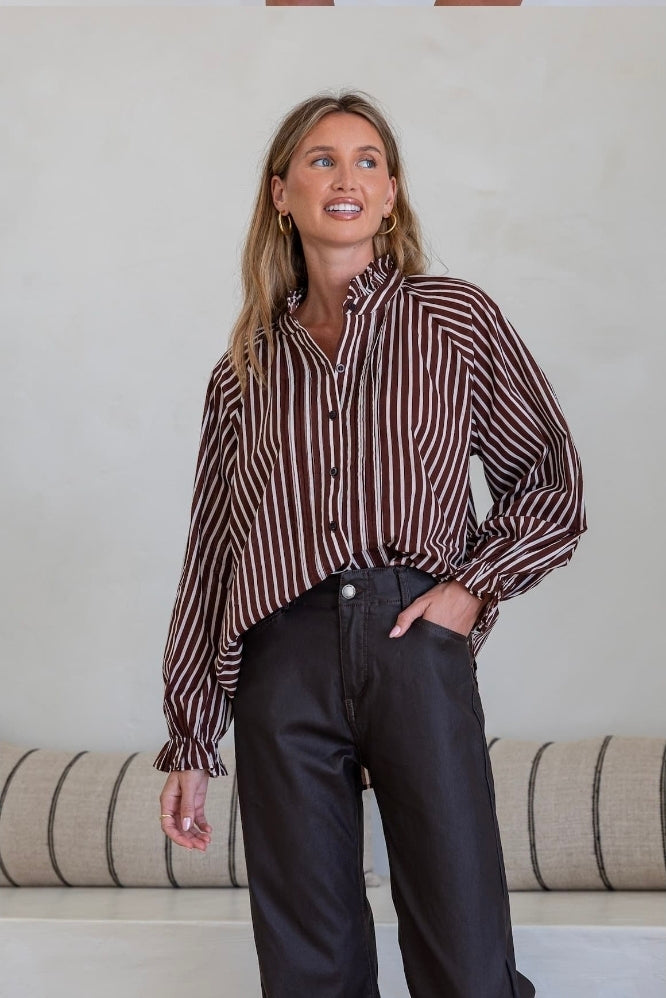 Sorrento Shirt Choc/Blue
