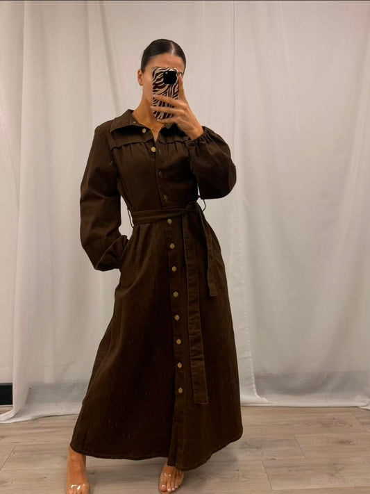 Rosie Denim Dress Chocolate