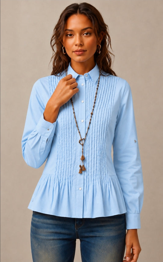Pintuck Shirt Blue