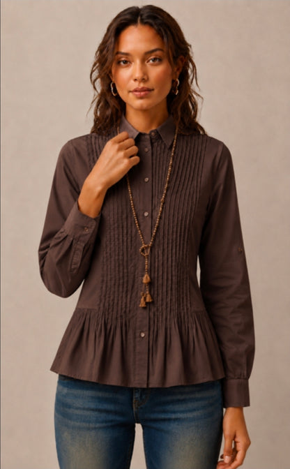 Pintuck Shirt Chocolate