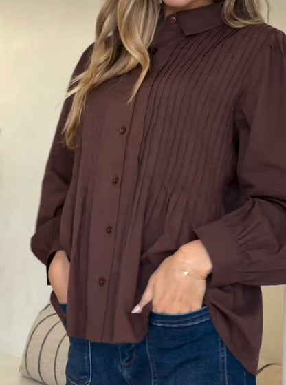 Pintuck Shirt Chocolate