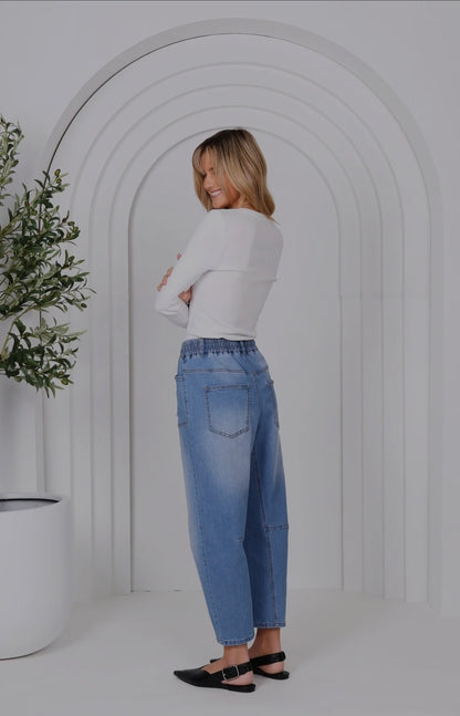 Leo Barrel Jeans Blue