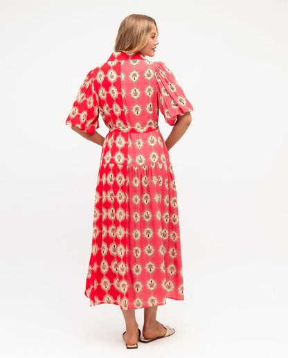 Pink Palms Midi Dress