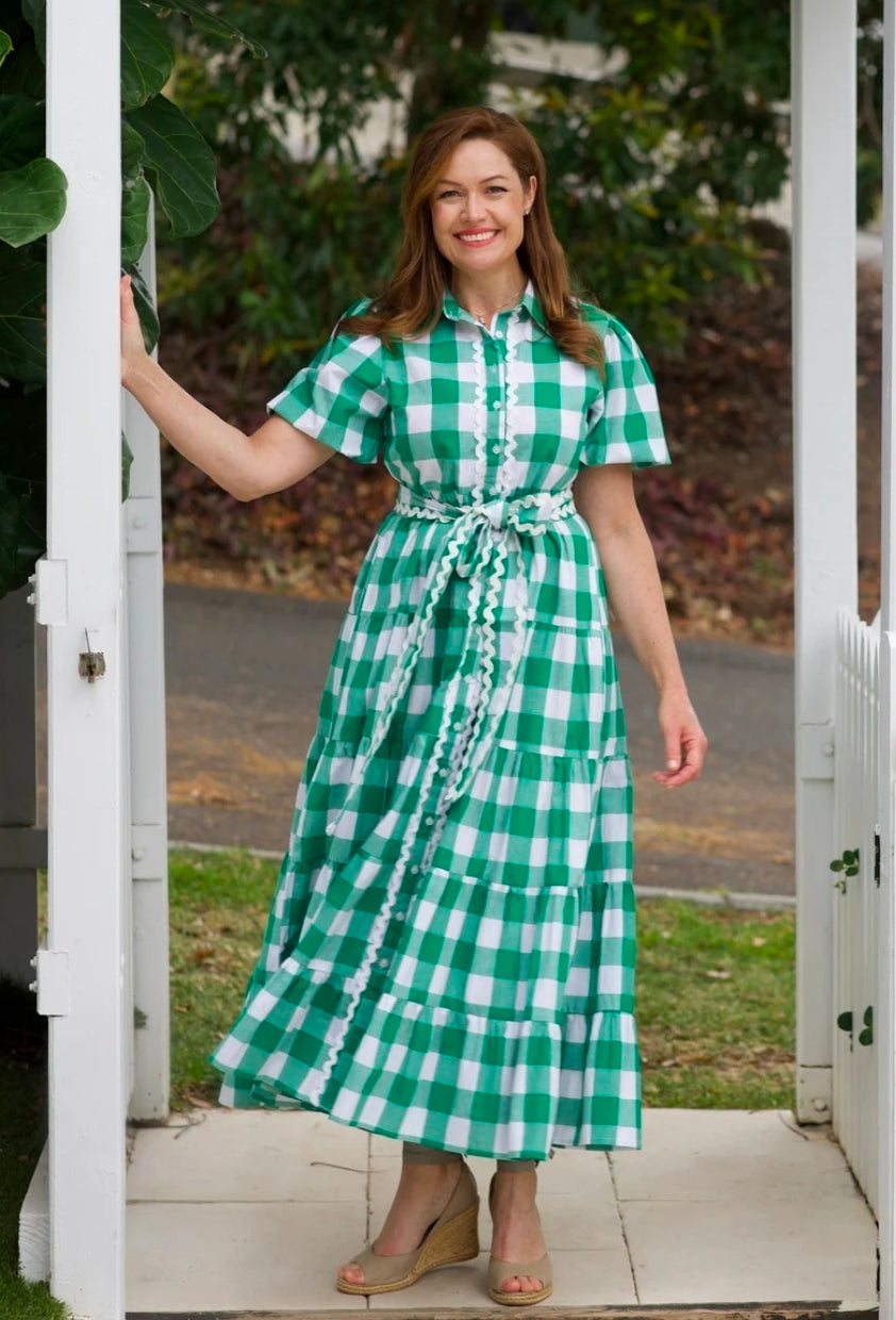 Alice Dress Green Gingham