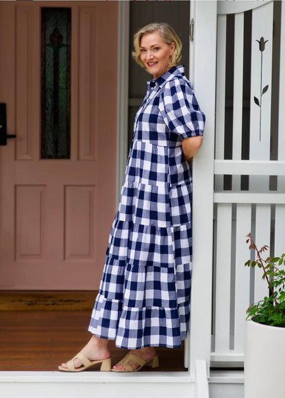 Alice Dress Navy Gingham