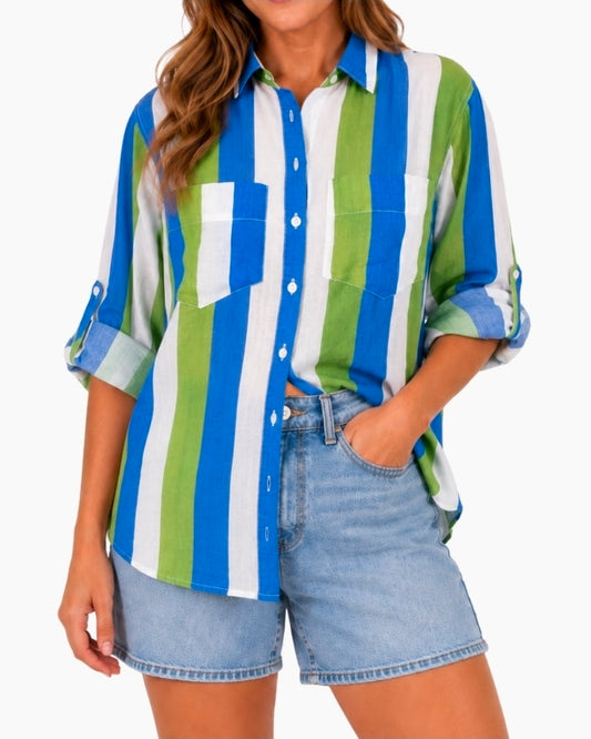 Fresh Feilds Shirt Blue/Olive/White