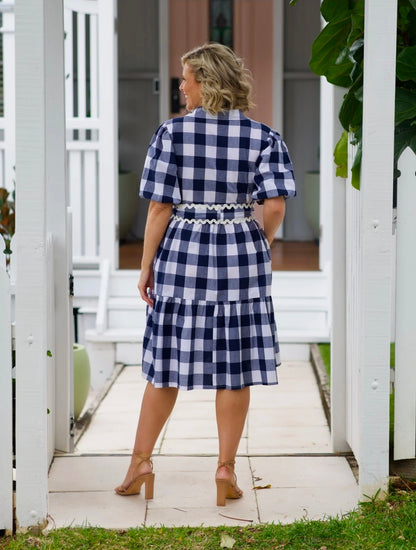 Melody Dress Navy Gingham