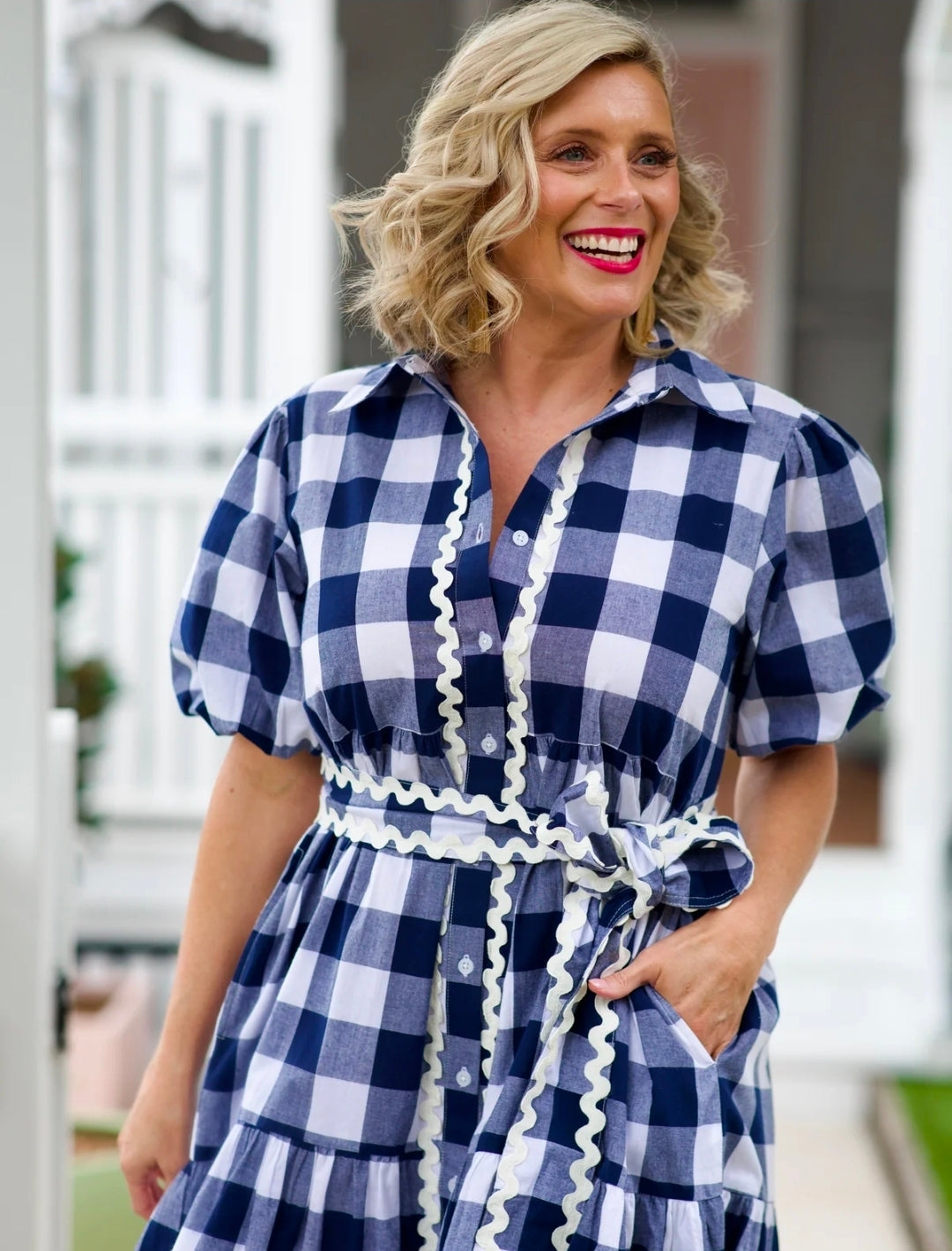Melody Dress Navy Gingham