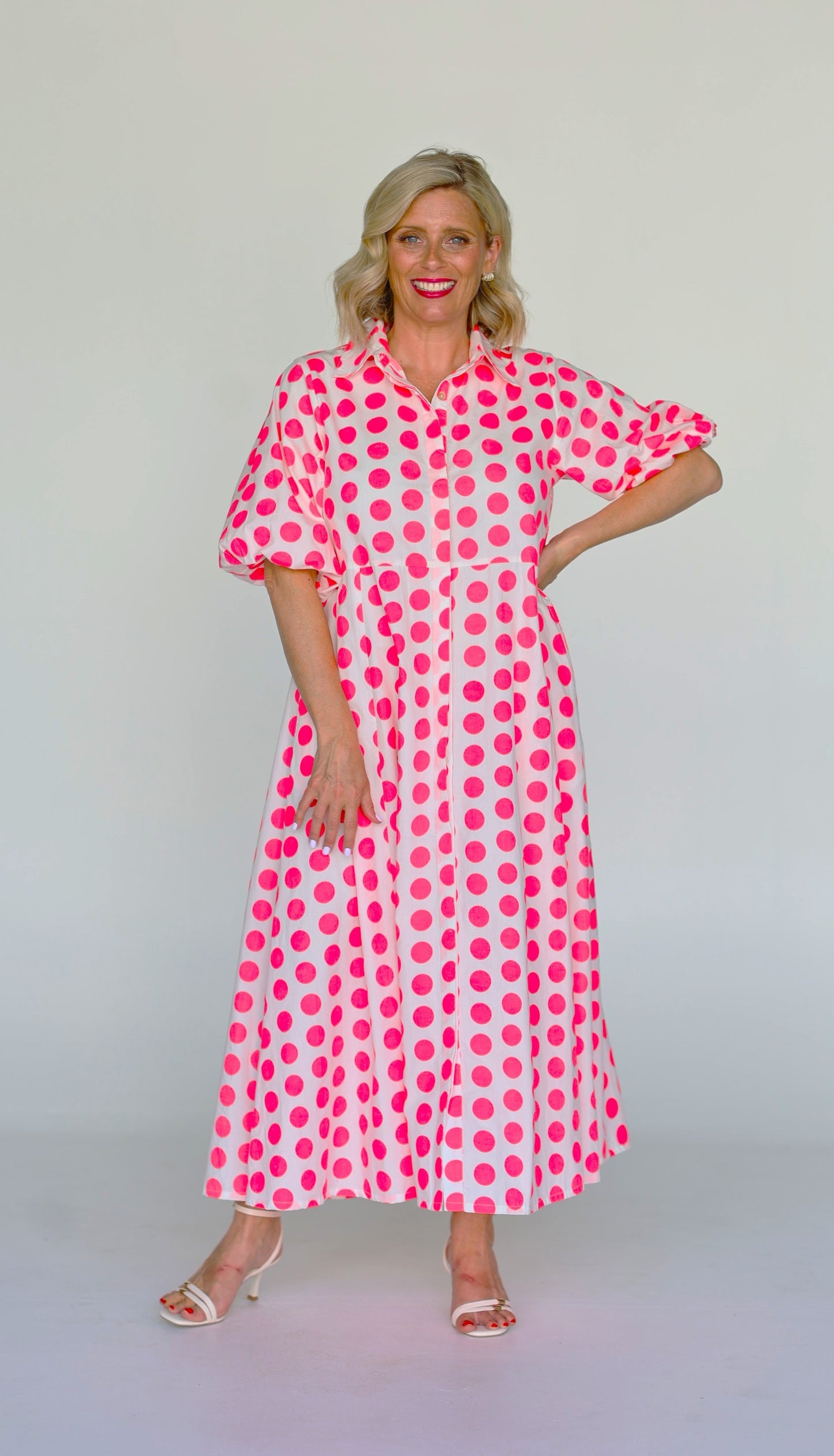 Victoria Dress Pink Spot