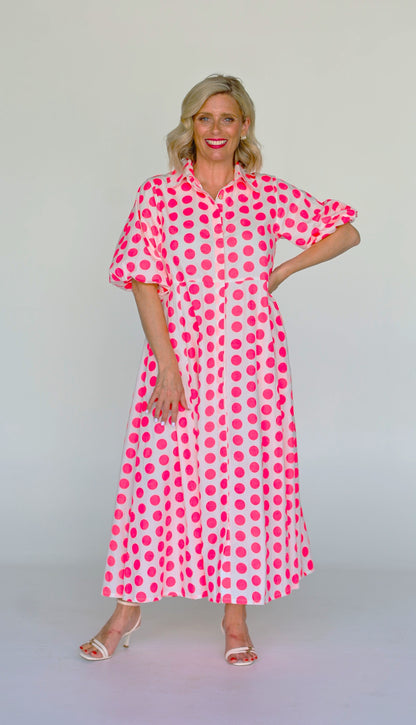 Victoria Dress Pink Spot