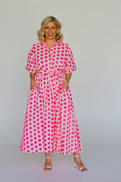 Victoria Dress Pink Spot