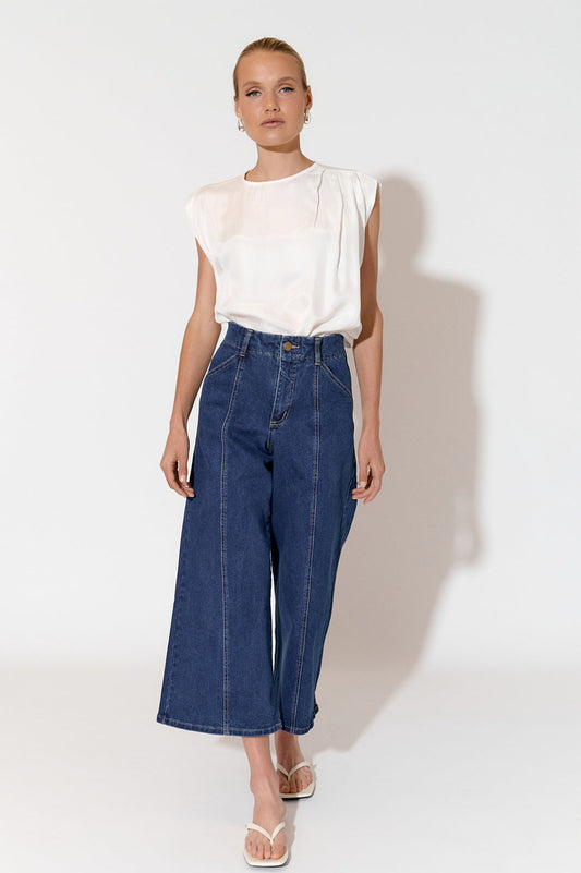 Adele Wide Leg Crop Jean mid denim