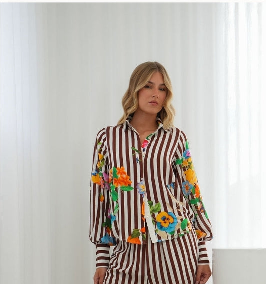 Flower Garden Shirt Chocolate