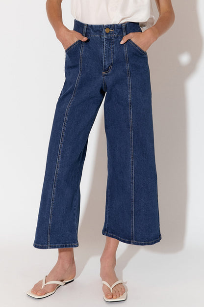 Adele Wide Leg Crop Jean mid denim