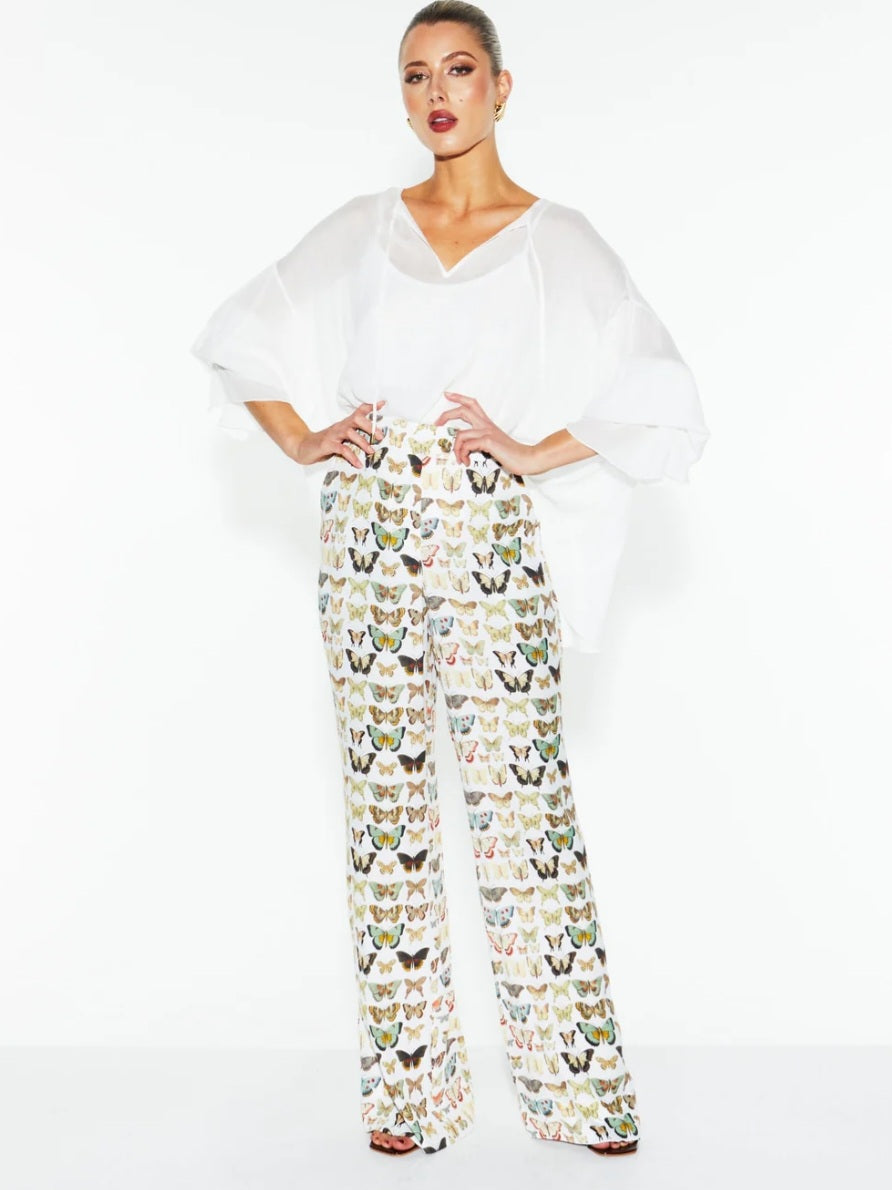Taking flight butterfly pant white