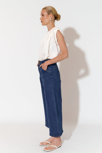 Adele Wide Leg Crop Jean mid denim