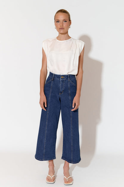 Adele Wide Leg Crop Jean mid denim
