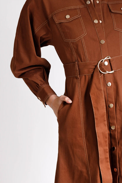 Abundance Shirt Midi dress fudge