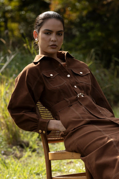 Abundance Shirt Midi dress fudge