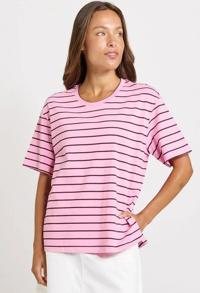 Relax Boxy Tee Pink/Chocolate
