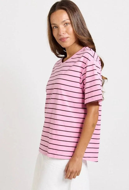 Relax Boxy Tee Pink/Chocolate