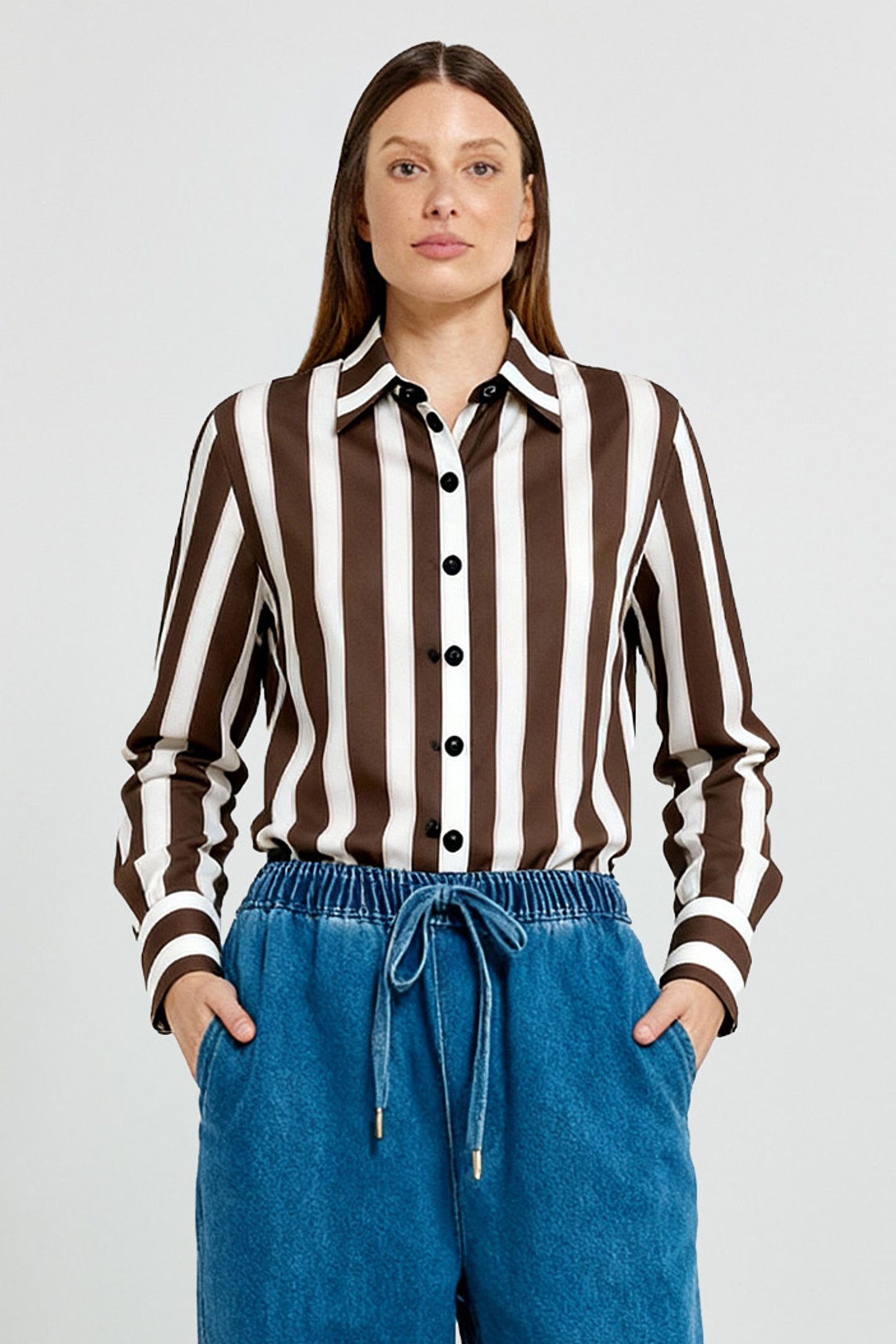 Coco Stripe Shirt Choc/Pink