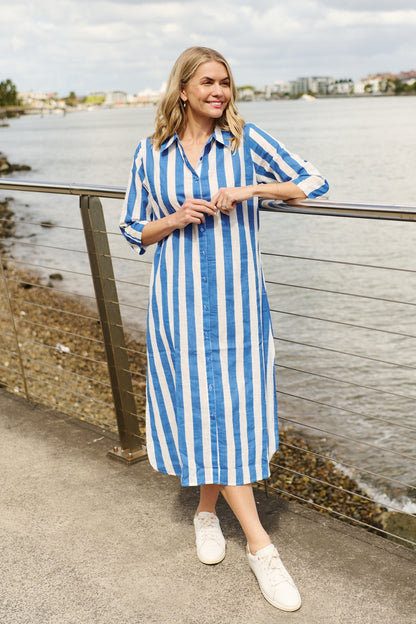 Sofia Shirt Dress Blue Stripe