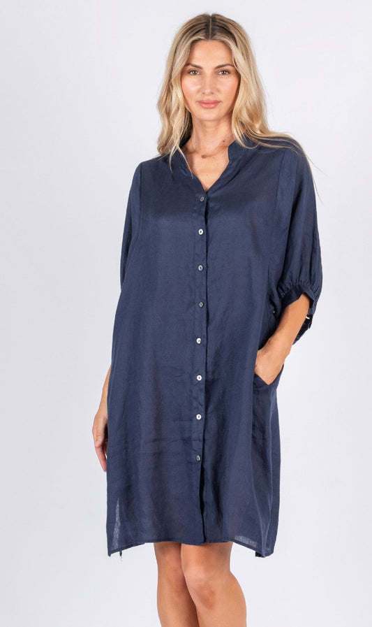 Annya Line Shirt Dress Navy